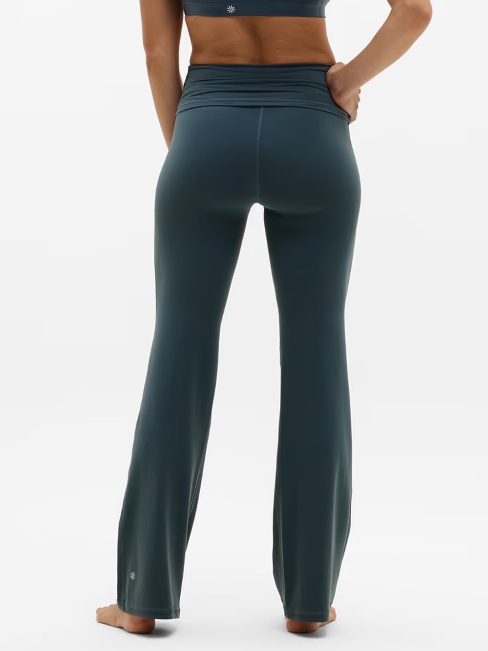 Athleta Trancend High Rise Flare Legging M MP Eden Green Medium Petite Pants PM - Picture 2 of 8